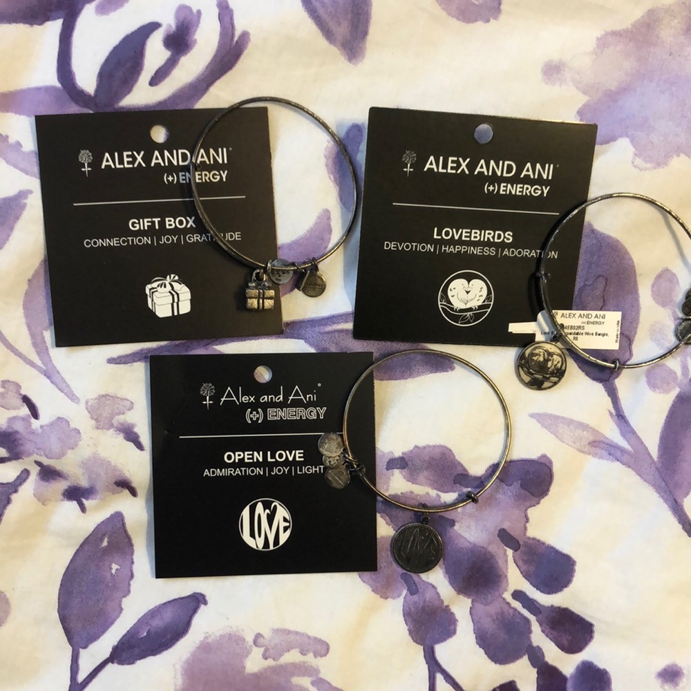 Set of 3 Alex and Ani silver bracelets